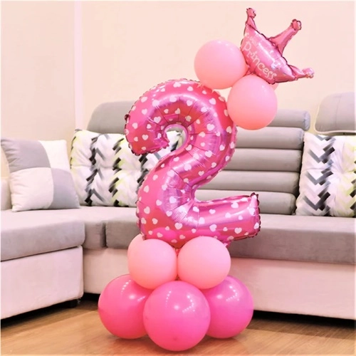 Balony dekoracja na urodziny różowy cyfra 2